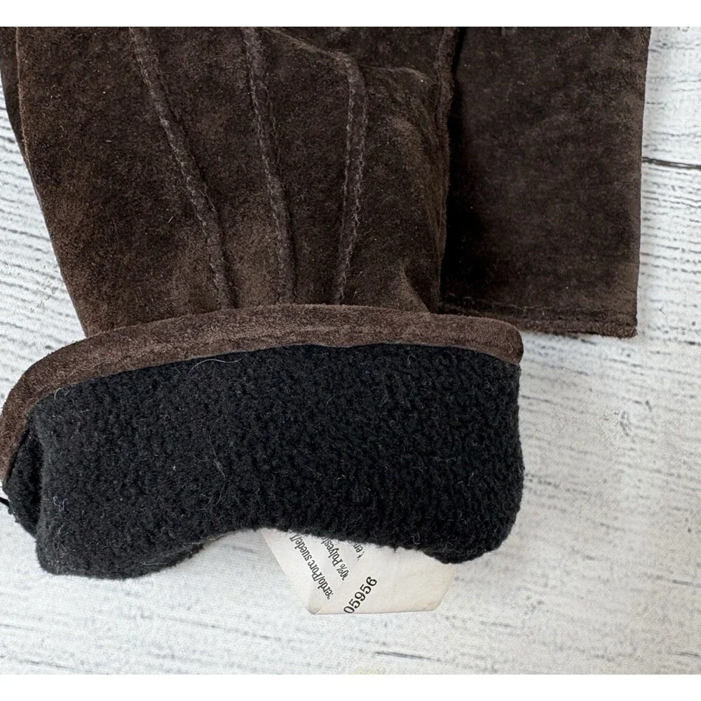 ARIS 115 Womans  Sz M HCJ-6 Genuine Suede Leather Gloves Lined Brown Winter